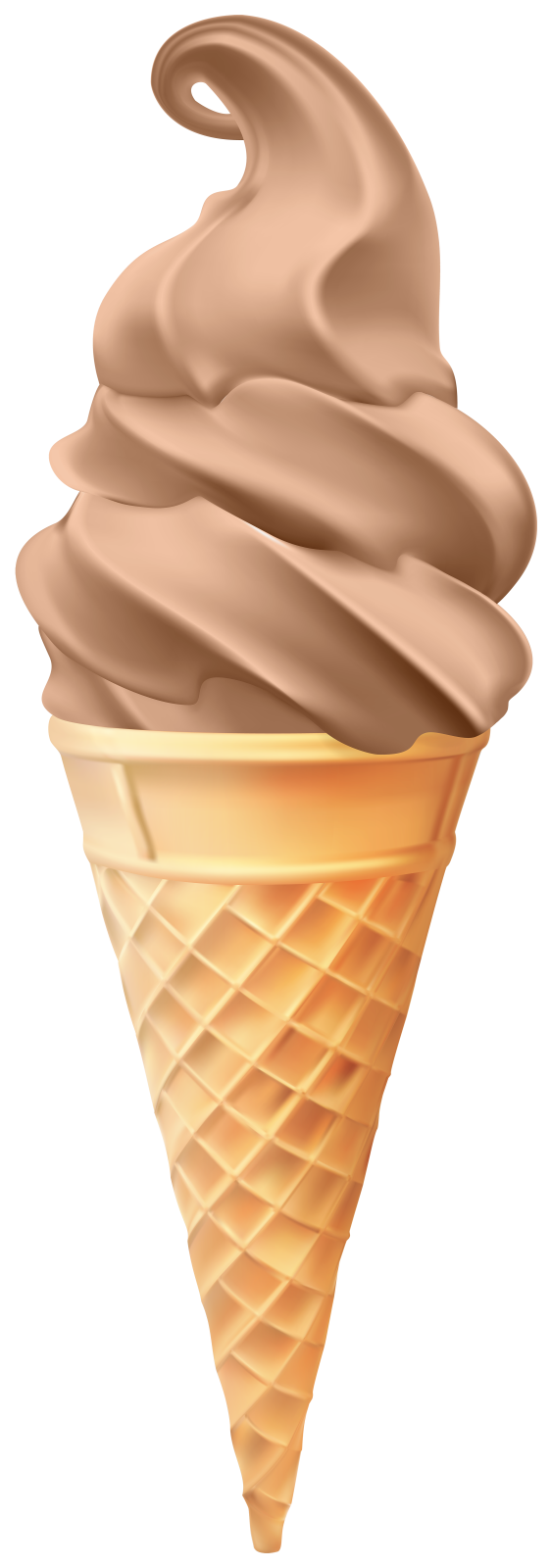 an ice cream cone with chocolate on top