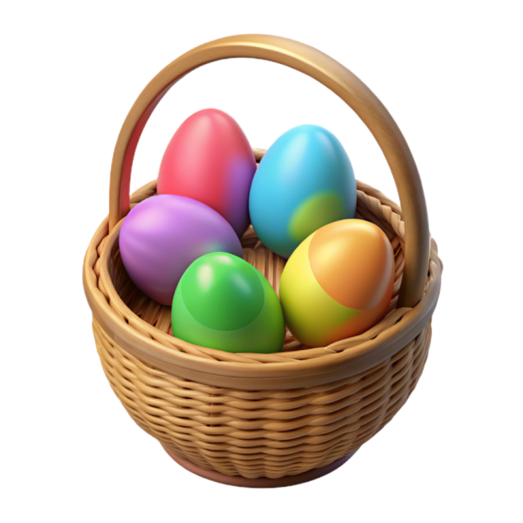 a basket filled with colorful easter eggs