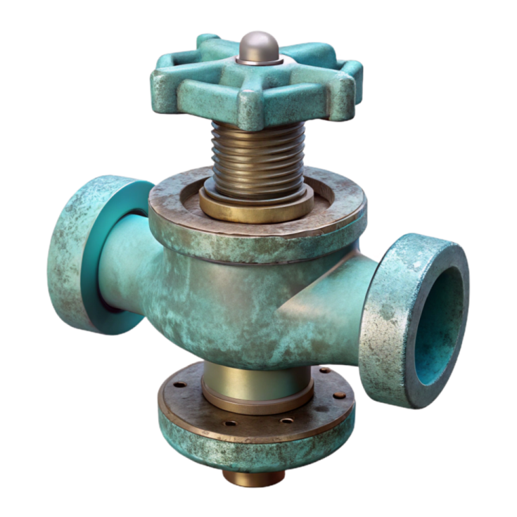 a green ball valve on a white background