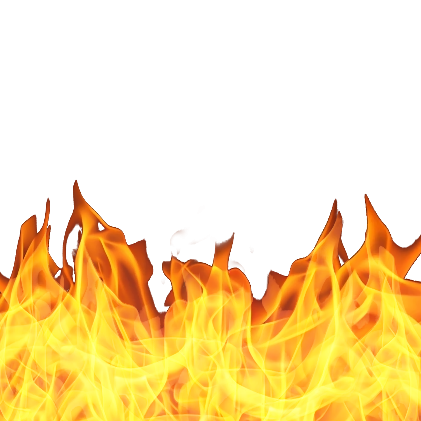 a burning fire on a white background
