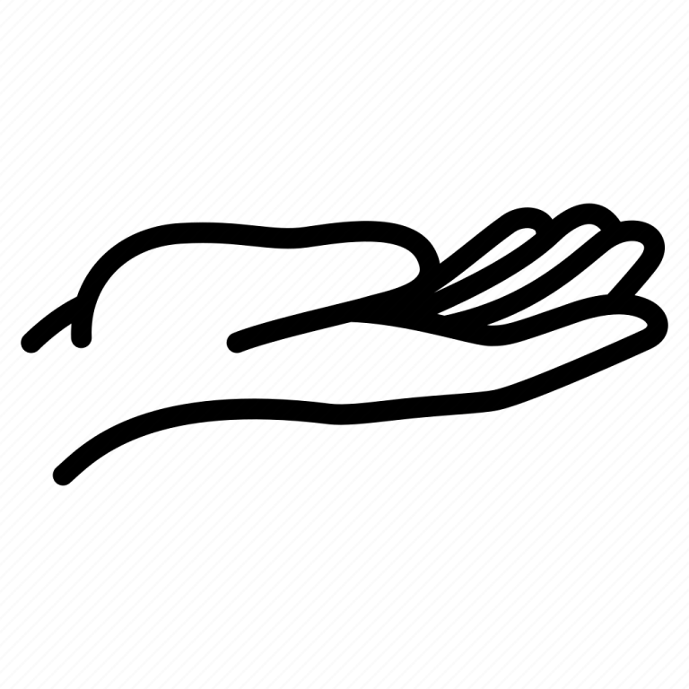 a black and white drawing of a person's hand