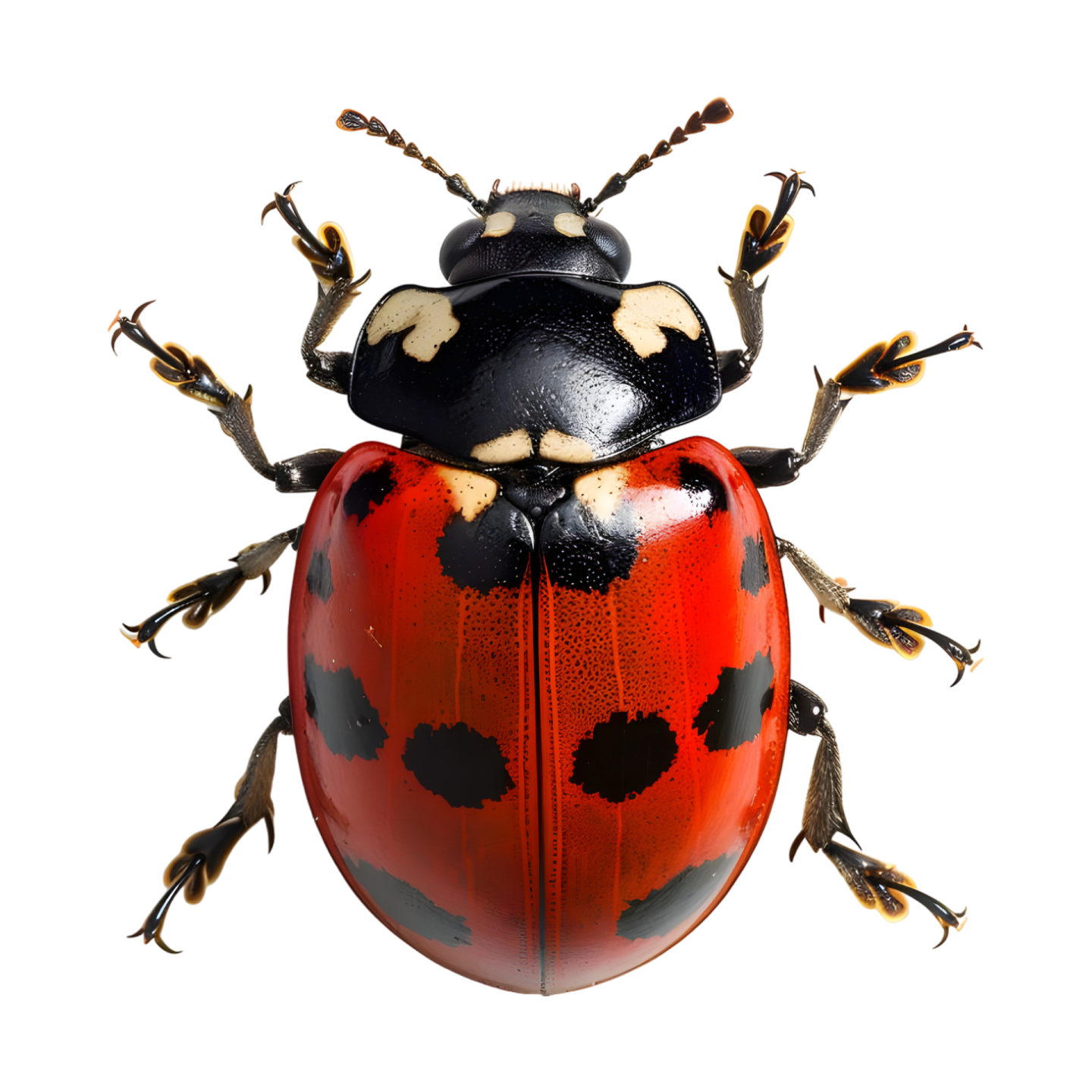 a lady bug on a white background