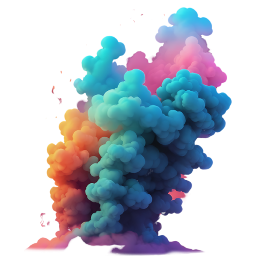 a colorful cloud of smoke on white background