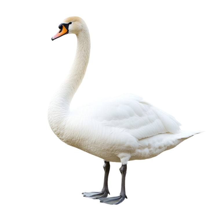 a white swan standing on its hinds