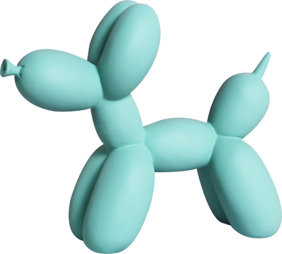 a blue balloon dog on a white background