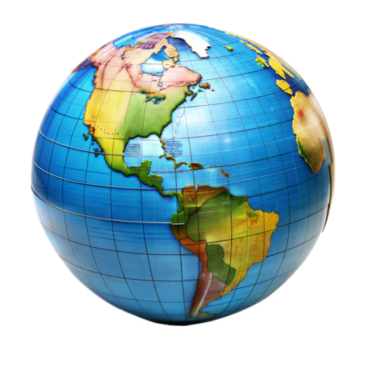 a blue and green globe on a white background