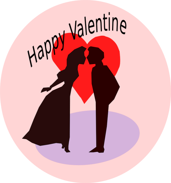 a couple kissing in front of a heart with the words happy valentine