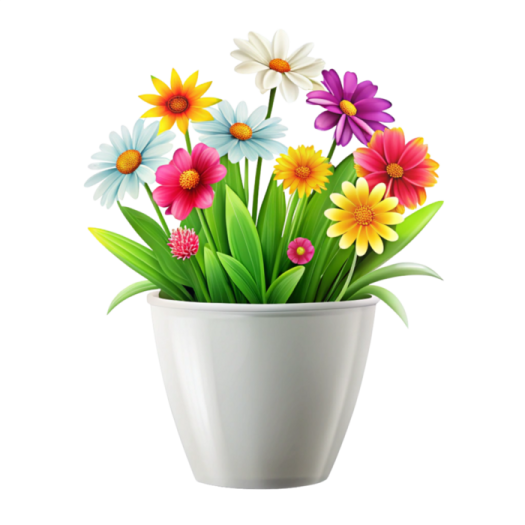 a flower pot filled with colorful flowers