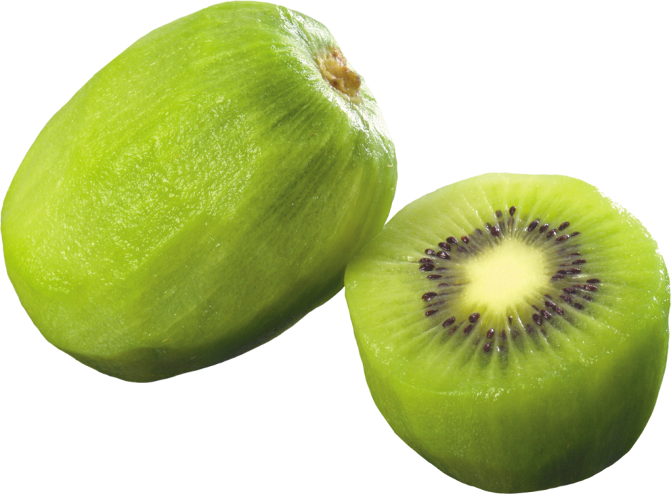 two halves of a kiwia fruit