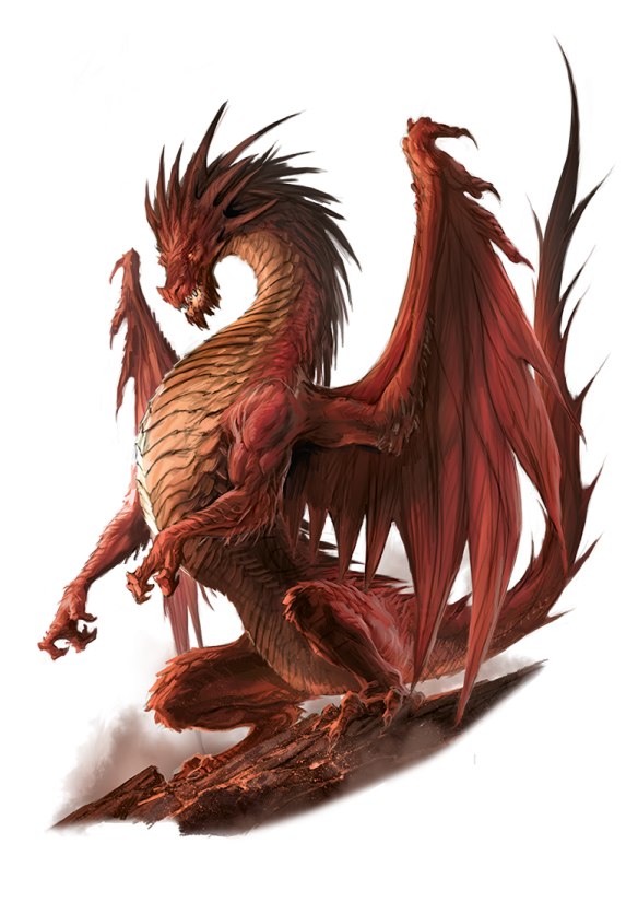 a red dragon sitting on top of a rock