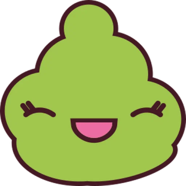 a green poo with its eyes closed