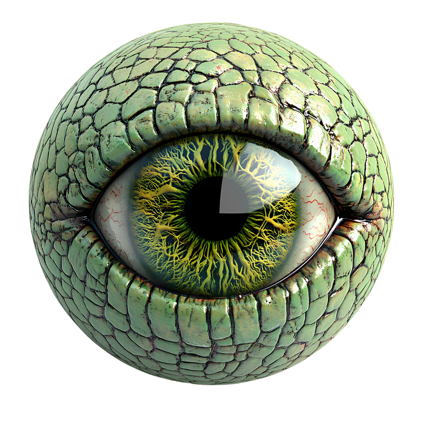 a close up of a green eye