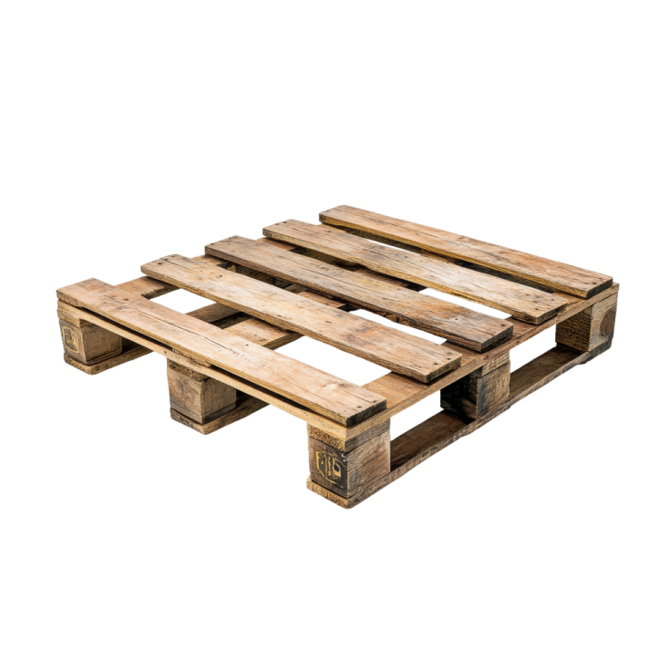 a wooden palle on a white background