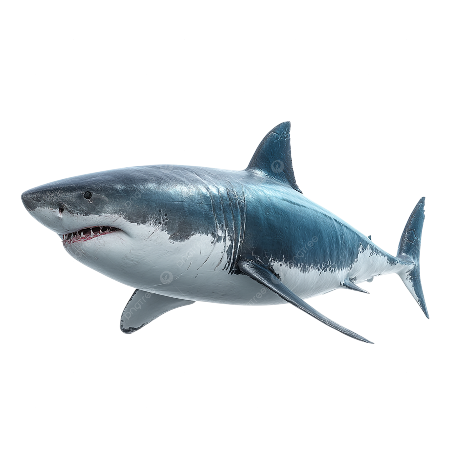 great white shark isolated on a white background