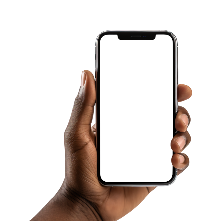 a hand holding an iphone with a white screen