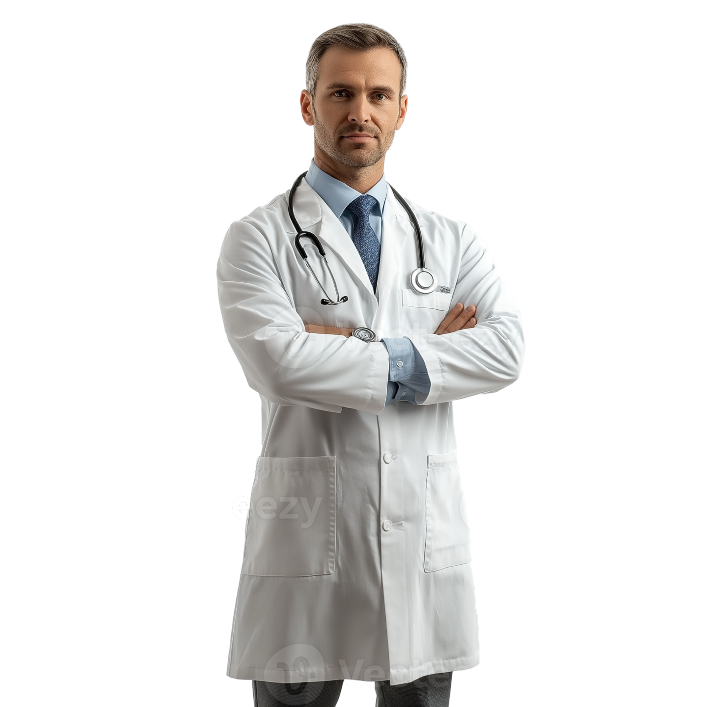 a male doctor standing with his arms crossed