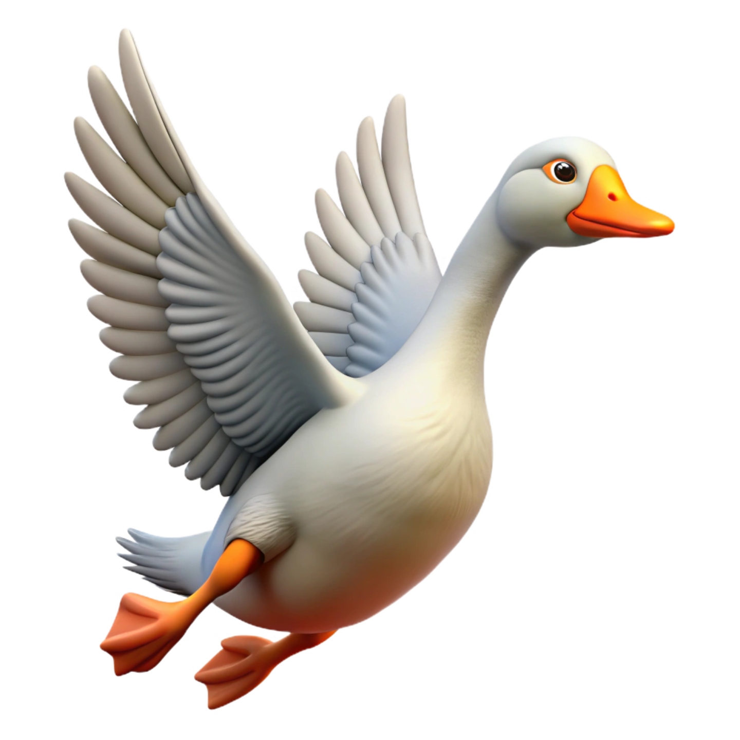 a white duck with orange feet