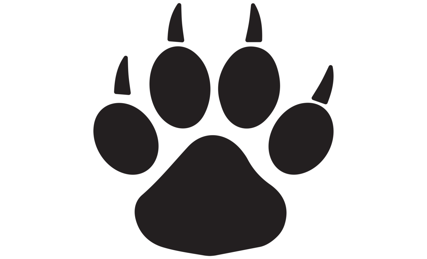 a black and white silhouette of a paw