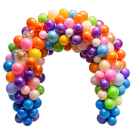 a bunch of balloons in the shape of an arch