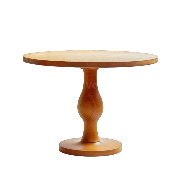 a round wooden table on a white background