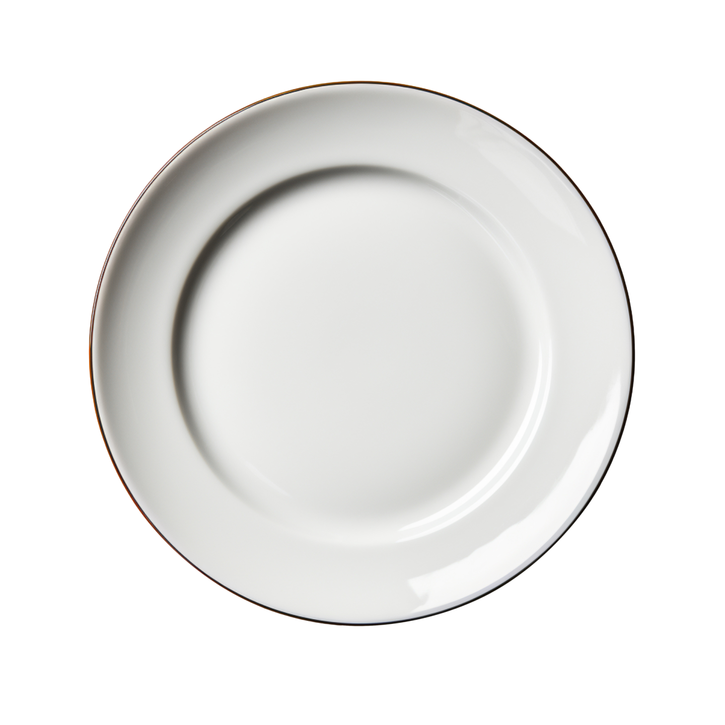 a white plate with red trim on it