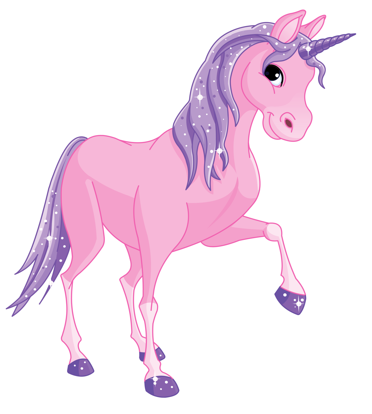 a pink unicorn with stars on its head