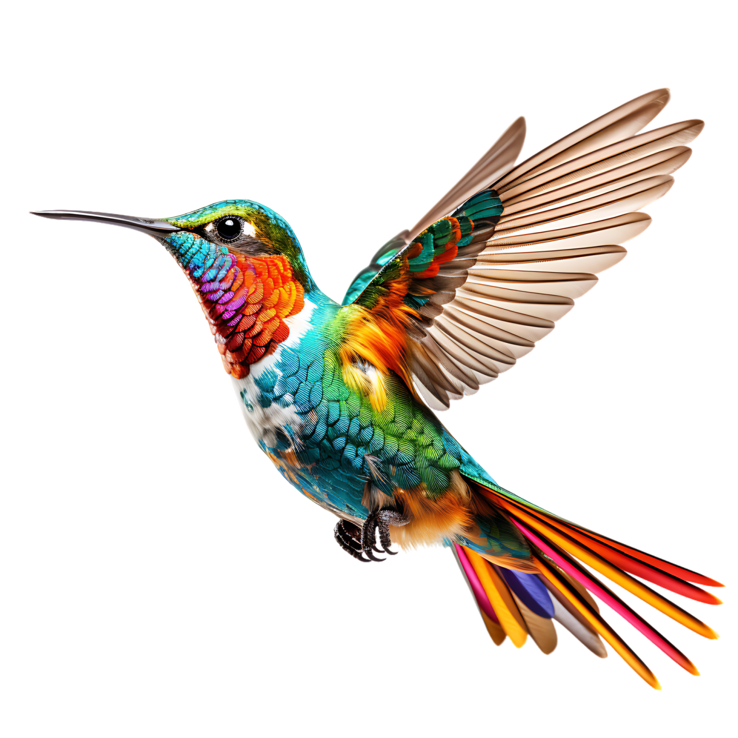 a colorful bird is flying in the air