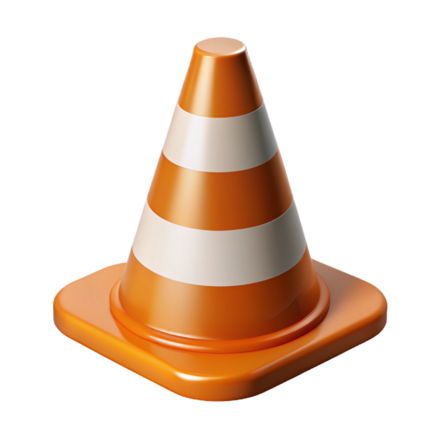 an orange traffic cone on a white background