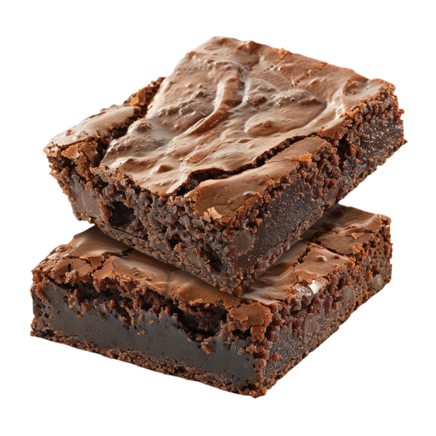 a stack of brownies with chocolate frosting on top
