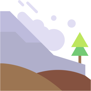 a mountain scene with trees and clouds