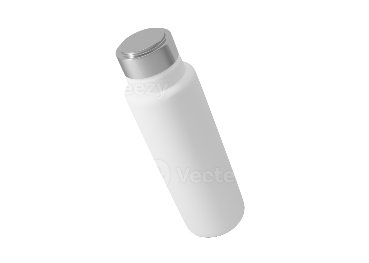 a white plastic bottle with a silver lid