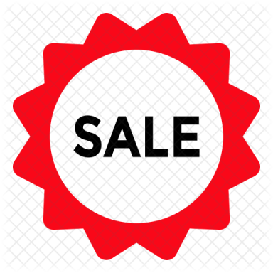 a red gear with the word sale on it