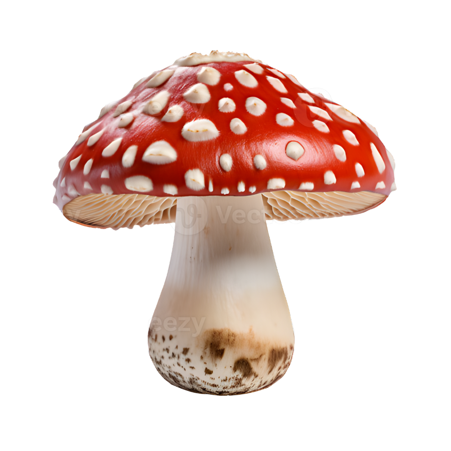 a red and white mushroom on a white background