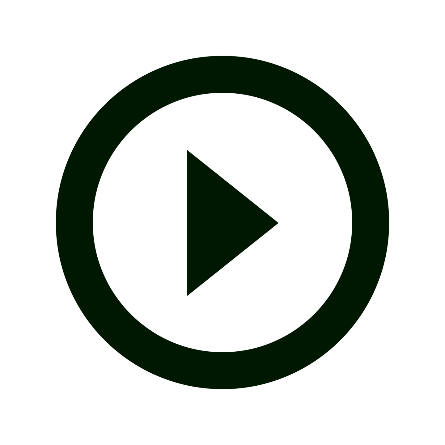 a black and white icon of a play button
