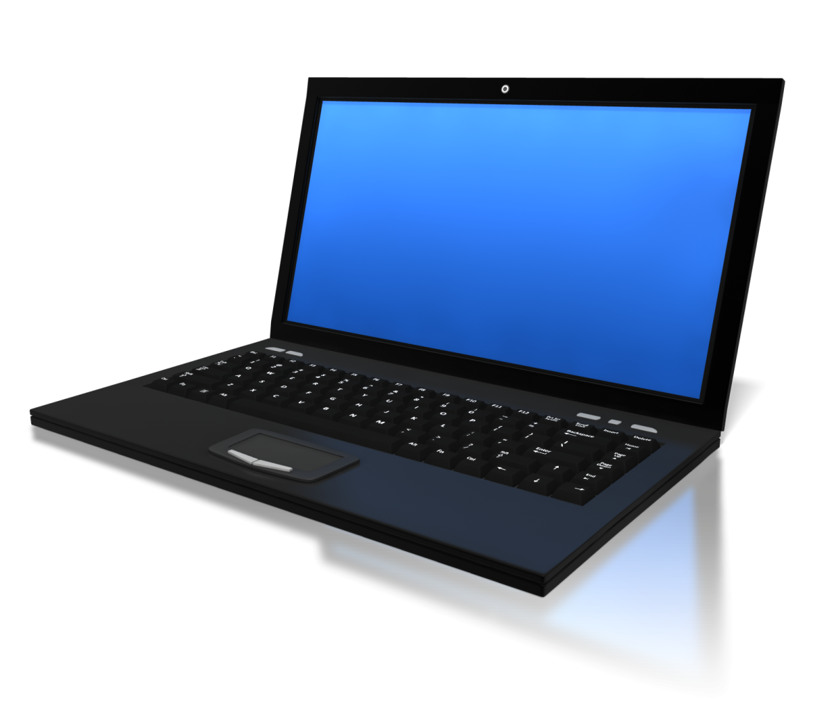 a laptop computer with a blue screen