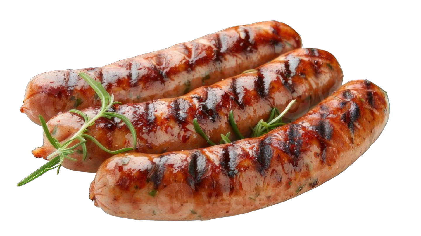 two sausages on a white background