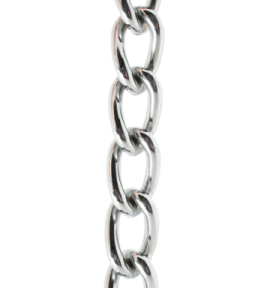 a silver chain on a white background