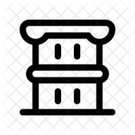 a black and white icon of a building