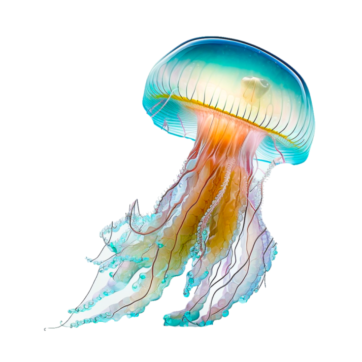 a jellyfish on a white background