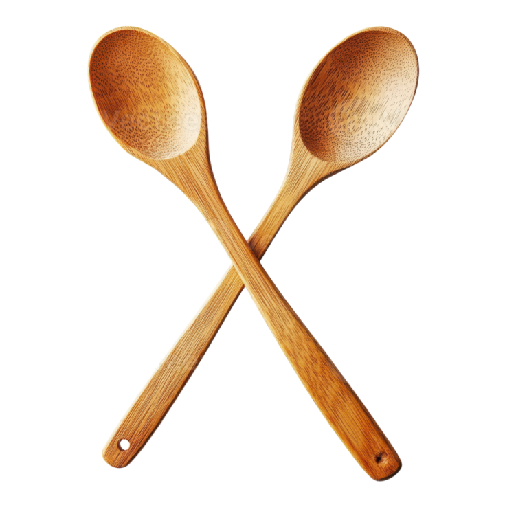 two wooden spoons on a white background