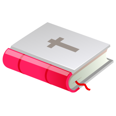 a red book with a cross on it