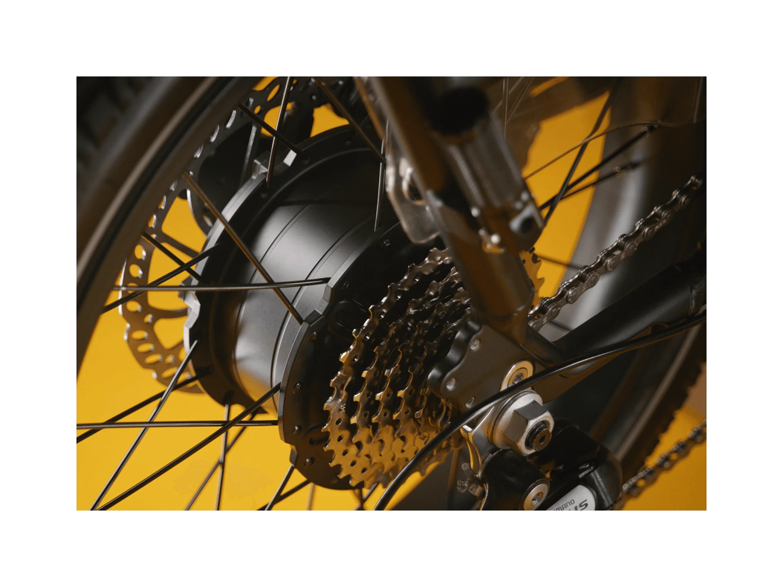a close up of the front wheel of a bike