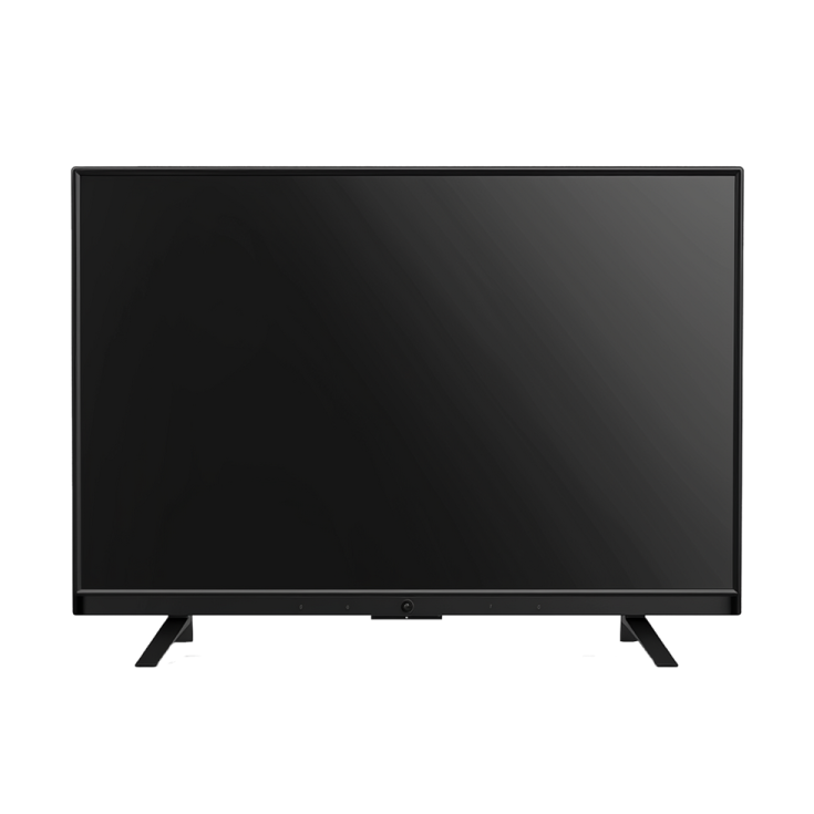 a black tv on a white background
