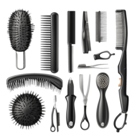 a set of hair brushes and combs