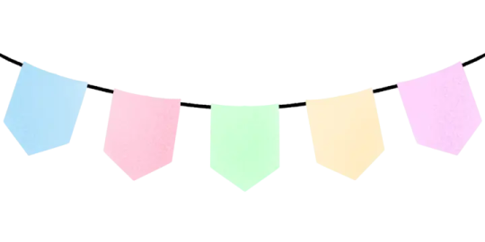 a paste colored pennant with black string