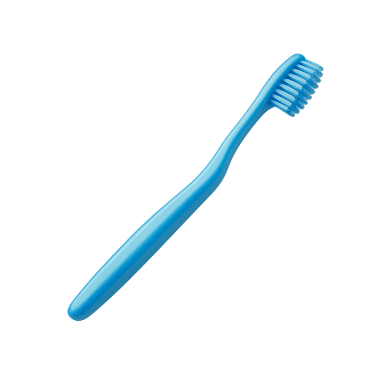 a blue toothbrush on a white background