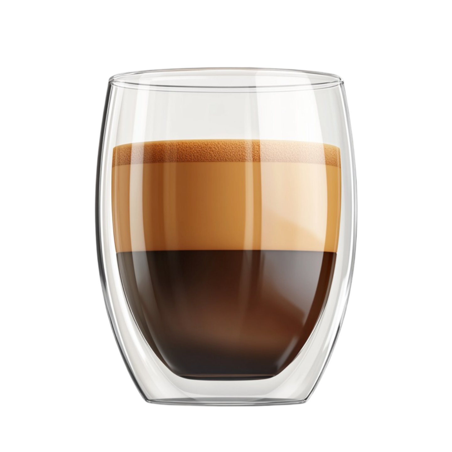 a glass of coffee on a white background