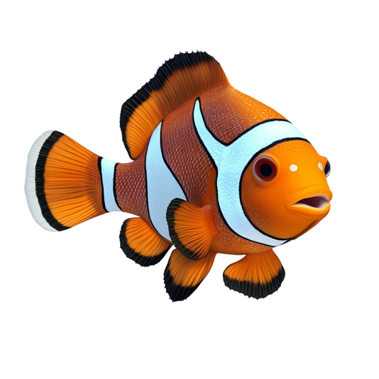 an orange clown fish on a white background