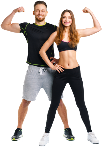 a man and woman posing for the camera