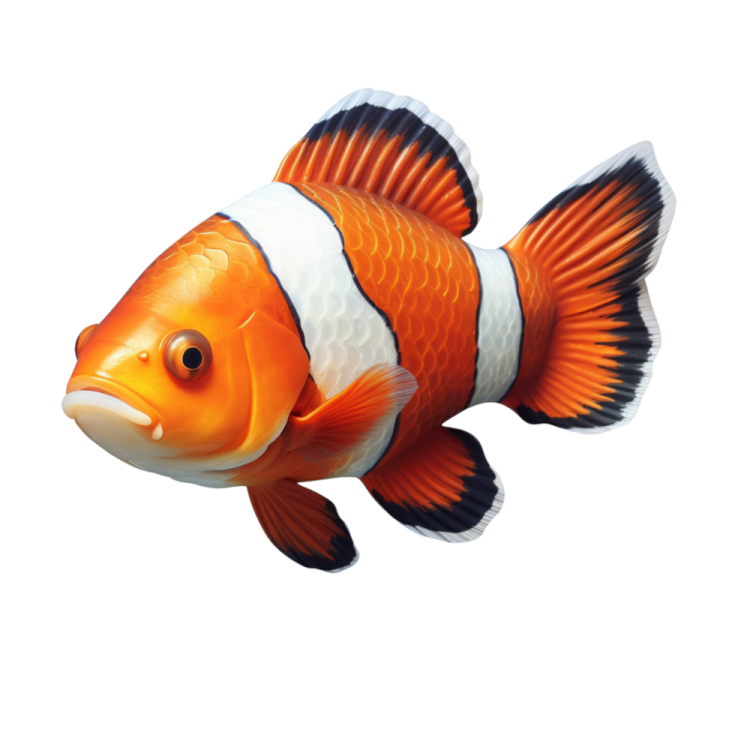 an orange and white fish on a white background